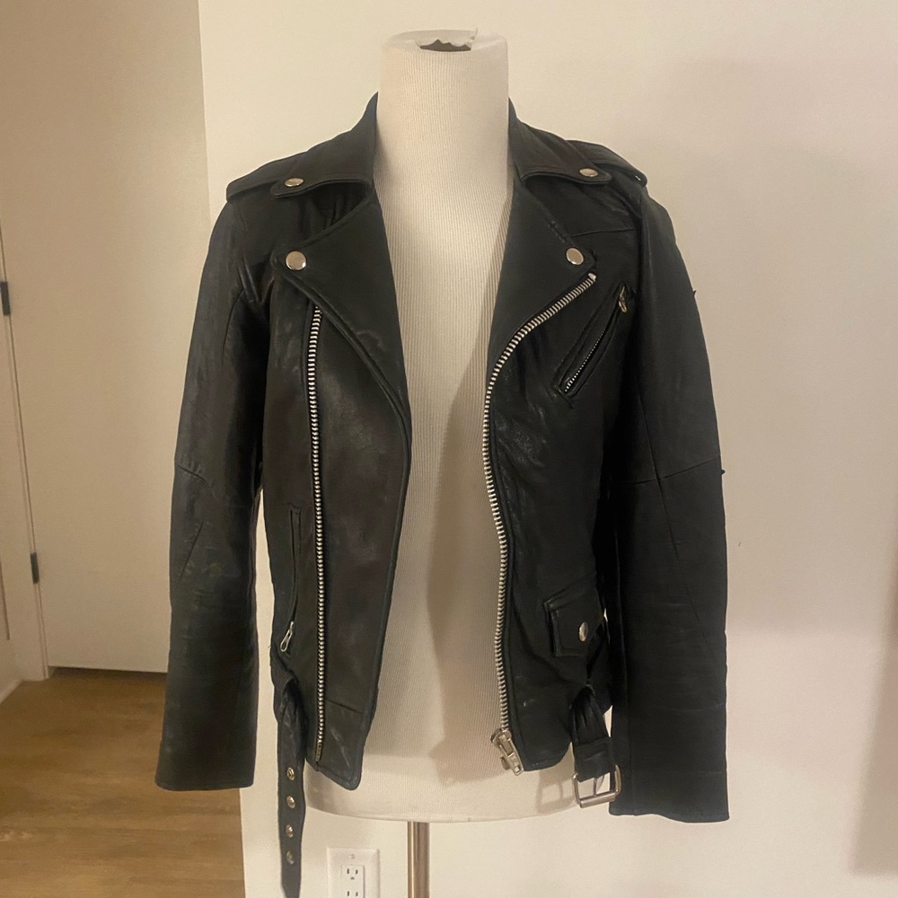 Leather moto biker jacker